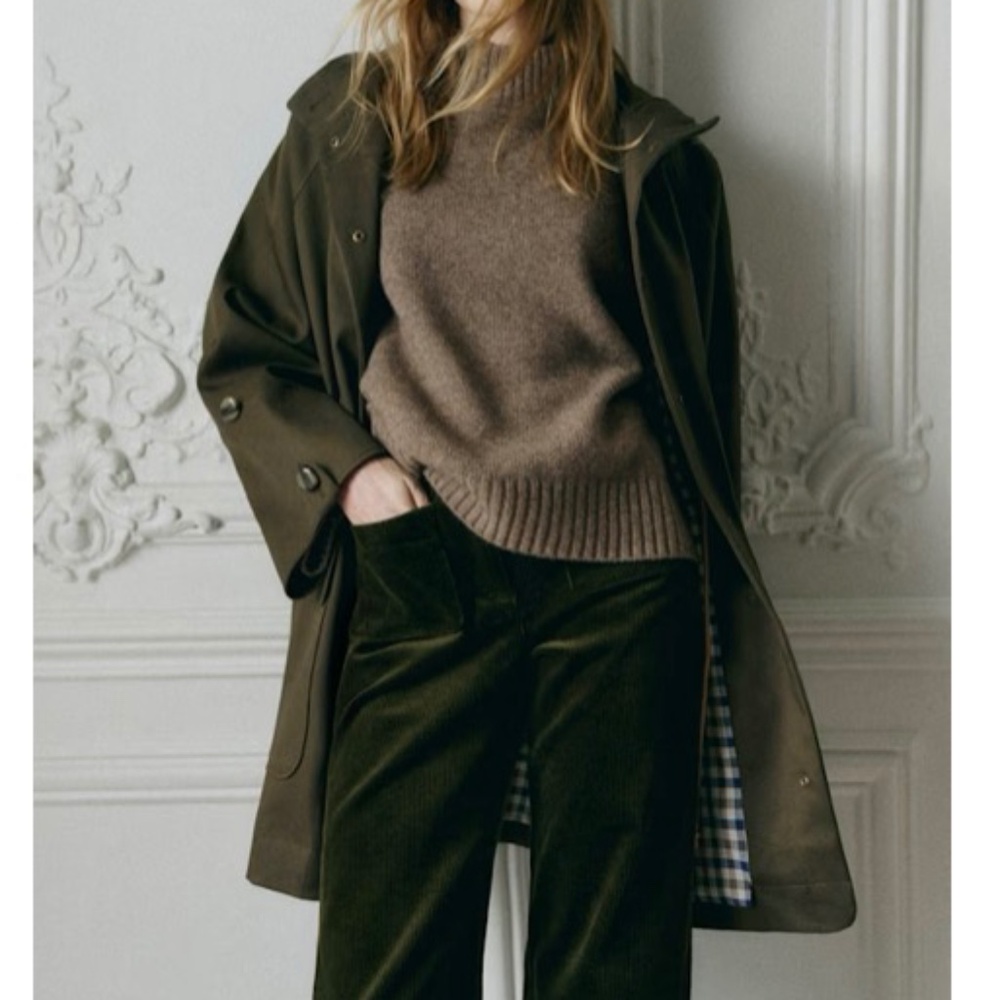 Sézane Hugo Parka Olive Green Sz 36 NWT